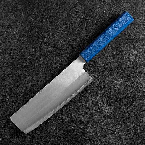 Nakiri AUS-10 Poli Manche Urushi Bleu 170mm-[Musashi]-[Couteaux de cuisine japonais]