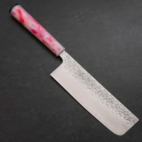 Nakiri AUS-10 Tsuchime Damas Manche Océan Rose Sakura et Or 165mm-[Musashi]-[Couteaux de cuisine japonais]