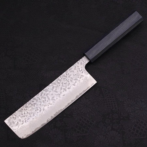 Nakiri AUS-10 Tsuchime Damas Manche Urushi Bleu Sombre 165mm-[Musashi]-[Couteaux de cuisine japonais]