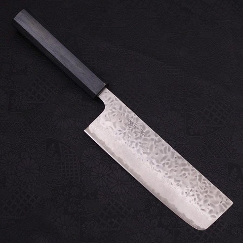 Nakiri AUS-10 Tsuchime Damas Manche Urushi Bleu Sombre 165mm-[Musashi]-[Couteaux de cuisine japonais]