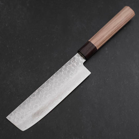 Nakiri AUS-10 Tsuchime Damas Manche en Noyer et Bois de Rose 165mm-[Musashi]-[Couteaux de cuisine japonais]