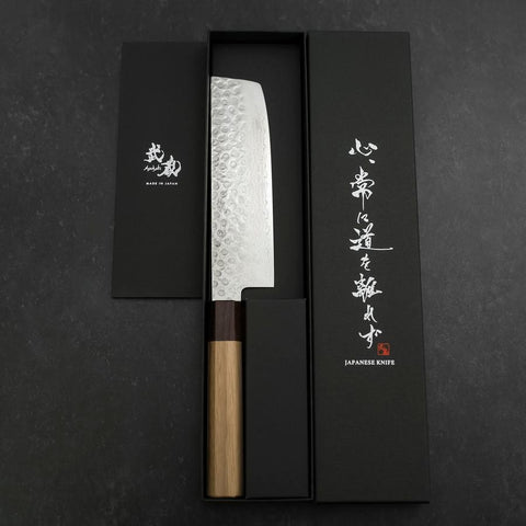 Nakiri AUS-10 Tsuchime Damas Manche en Noyer et Bois de Rose 165mm-[Musashi]-[Couteaux de cuisine japonais]