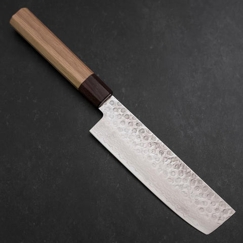 Nakiri AUS-10 Tsuchime Damas Manche en Noyer et Bois de Rose 165mm-[Musashi]-[Couteaux de cuisine japonais]