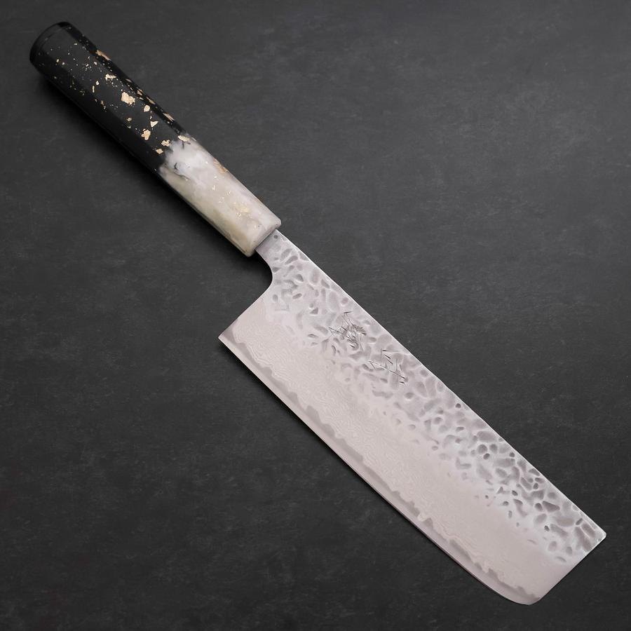 Nakiri AUS-10 Tsuchime Damas Océan Manche Noir Blanc et Or 165mm-[Musashi]-[Couteaux de cuisine japonais]