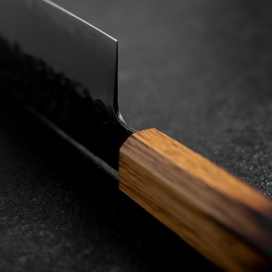 Nakiri AUS-8 Kurouchi Tsuchime Manche Yaki Urushi 170mm-[Musashi]-[Couteaux de cuisine japonais]