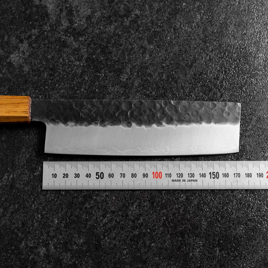 Nakiri AUS-8 Kurouchi Tsuchime Manche Yaki Urushi 170mm-[Musashi]-[Couteaux de cuisine japonais]