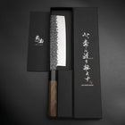 Nakiri AUS-8 Kurouchi Tsuchime Manche en Noyer et Bois de Rose 170mm-[Musashi]-[Couteaux de cuisine japonais]