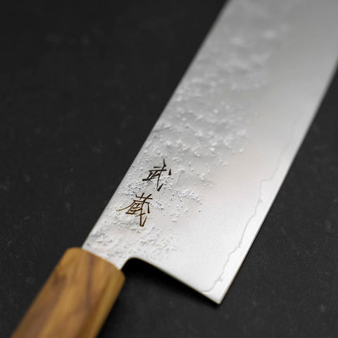 Nakiri AUS-8 Nashiji Manche en Olivier 165mm-[Musashi]-[Couteaux de cuisine japonais]