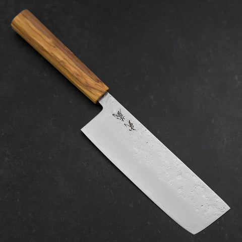 Nakiri AUS-8 Nashiji Manche en Olivier 165mm-[Musashi]-[Couteaux de cuisine japonais]