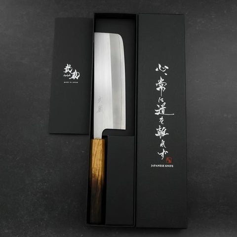 Nakiri AUS-8 Poli Manche Yaki Urushi 165mm-[Musashi]-[Couteaux de cuisine japonais]