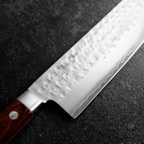 Nakiri AUS-8 Tsuchime Western Mahogany Handle 165mm (6.5”)-[Musashi]-[Japanese-Kitchen-Knives]