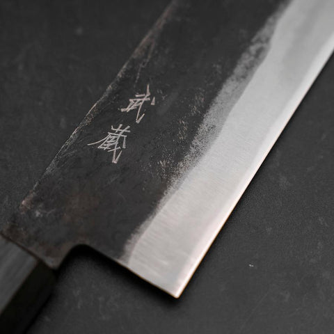 Nakiri Blue Steel #1 Kurouchi Dark Blue Urushi Handle 165mm (6.5”)-[Musashi]-[Couteaux de cuisine japonais]