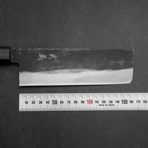 Nakiri Blue Steel #1 Kurouchi Dark Blue Urushi Handle 165mm (6.5”)-[Musashi]-[Couteaux de cuisine japonais]