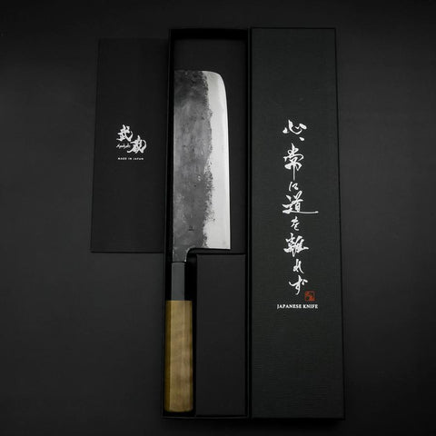 Nakiri Blue Steel #1 Kurouchi Manche en Biuffle et Magnolia 165mm-[Musashi]-[Couteaux de cuisine japonais]