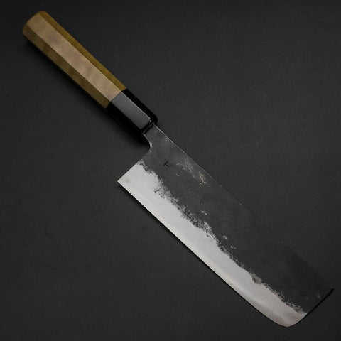 Nakiri Blue Steel #1 Kurouchi Manche en Biuffle et Magnolia 165mm-[Musashi]-[Couteaux de cuisine japonais]