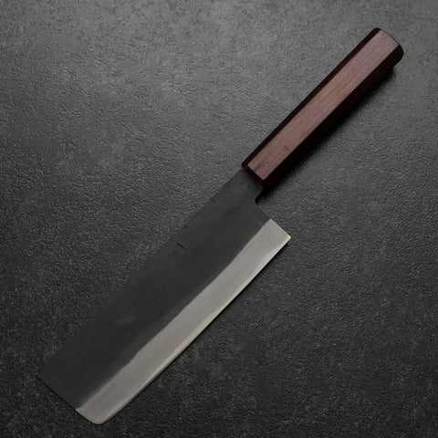Nakiri Blue Steel #1 Revêtement inox Kurouchi Manche Urushi Pourpre 165mm-[Musashi]-[Couteaux de cuisine japonais]