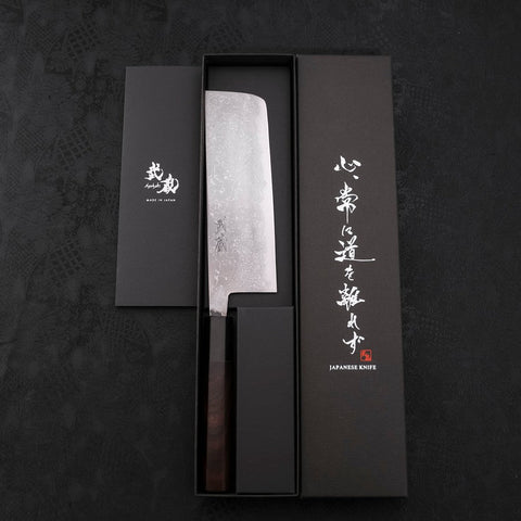 Nakiri Blue Steel #2 Damas Manche en Buffle et Ébène 165mm-[Musashi]-[Couteaux de cuisine japonais]