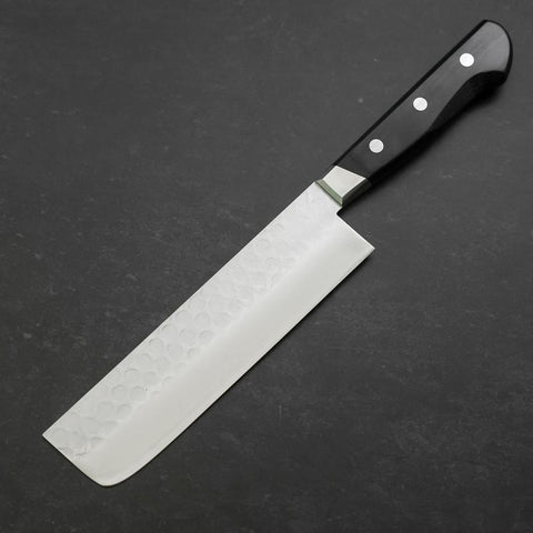 Nakiri Blue Steel #2 Inox Tsuchime Manche Occidental Noir 170mm-[Musashi]-[Couteaux de cuisine japonais]