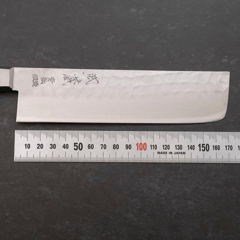 Nakiri Blue Steel #2 Inox Tsuchime Manche Occidental Noir 170mm-[Musashi]-[Couteaux de cuisine japonais]