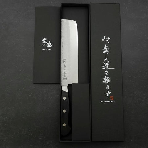Nakiri Blue Steel #2 Inox Tsuchime Manche Occidental Noir 170mm-[Musashi]-[Couteaux de cuisine japonais]
