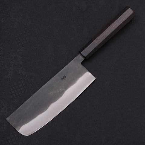 Nakiri Blue Steel #2 Kurouchi Chokin Kappa Pêcheur Endormi Manche en Buffle et Ébène 165mm-[Musashi]-[Couteaux de cuisine japonais]