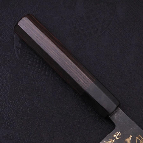 Nakiri Blue Steel #2 Kurouchi Chokin Kappa Pêcheur Endormi Manche en Buffle et Ébène 165mm-[Musashi]-[Couteaux de cuisine japonais]
