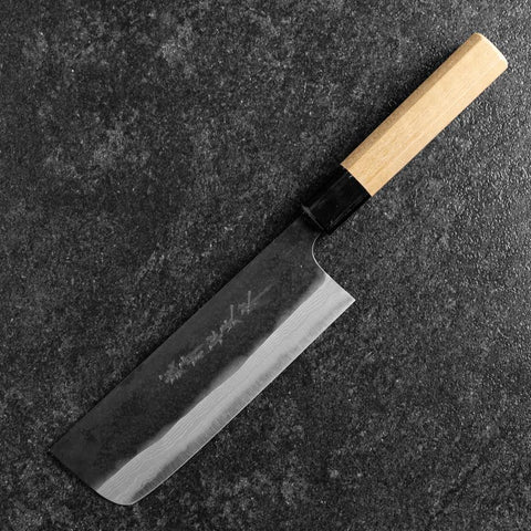Nakiri Blue Steel #2 Kurouchi Damas Manche en Buffle et Magnolia 165mm-[Musashi]-[Couteaux de cuisine japonais]