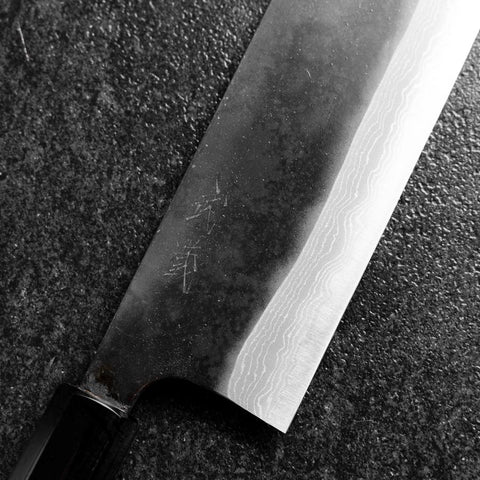 Nakiri Blue Steel #2 Kurouchi Damas Manche en Buffle et Magnolia 165mm-[Musashi]-[Couteaux de cuisine japonais]