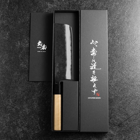 Nakiri Blue Steel #2 Kurouchi Damas Manche en Buffle et Magnolia 165mm-[Musashi]-[Couteaux de cuisine japonais]