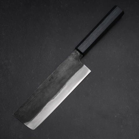 Nakiri Blue Steel #2 Kurouchi Manche Urushi Bleu Sombre 165mm-[Musashi]-[Couteaux de cuisine japonais]