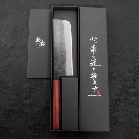 Nakiri Blue Steel #2 Kurouchi Manche Urushi Pourpre 165mm-[Musashi]-[Couteaux de cuisine japonais]