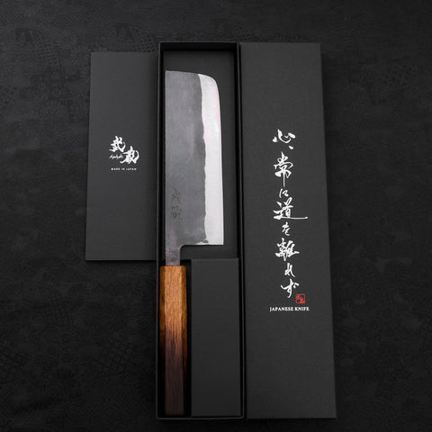 Nakiri Blue Steel #2 Kurouchi Manche Yaki Urushi 165mm-[Musashi]-[Couteaux de cuisine japonais]