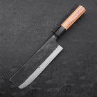 Nakiri Blue Steel #2 Kurouchi Manche en Buffle et Bois de Teck 165mm-[Musashi]-[Couteaux de cuisine japonais]
