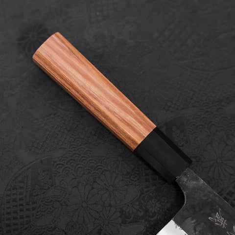 Nakiri Blue Steel #2 Kurouchi Manche en Buffle et Bois de Teck 165mm-[Musashi]-[Couteaux de cuisine japonais]