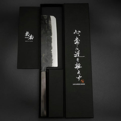 Nakiri Blue Steel #2 Kurouchi Manche en Ébène 170mm-[Musashi]-[Couteaux de cuisine japonais]