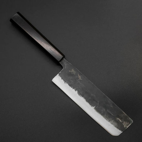 Nakiri Blue Steel #2 Kurouchi Manche en Ébène 170mm-[Musashi]-[Couteaux de cuisine japonais]