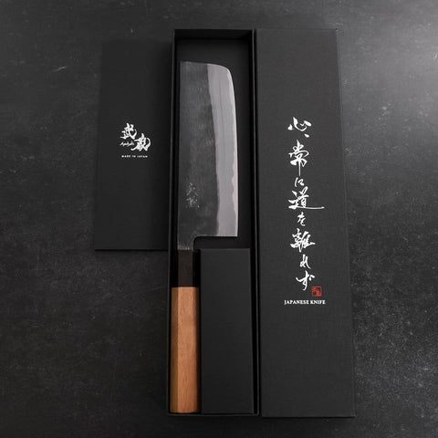 Nakiri Blue Steel #2 Kurouchi Manche en Noyer 165mm-[Musashi]-[Couteaux de cuisine japonais]