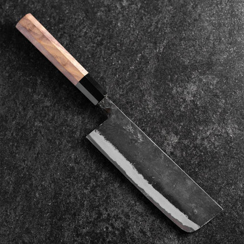 Nakiri Blue Steel #2 Kurouchi Manche en Noyer 165mm-[Musashi]-[Couteaux de cuisine japonais]