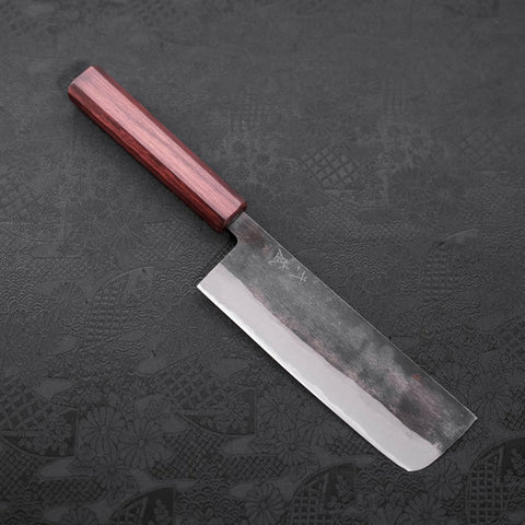 Nakiri Blue Steel #2 Kurouchi Purple Urushi Handle 165mm (6.5”)-[Musashi]-[Couteaux de cuisine japonais]