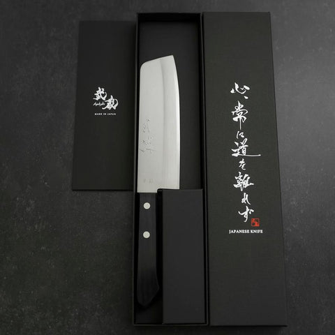 Nakiri Blue Steel #2 Poli Revêtement Inox Manche Occidental Noir 160mm-[Musashi]-[Couteaux de cuisine japonais]