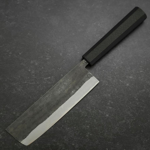 Nakiri Blue Steel #2 Revêtement Inox Kurouchi Manche en Caoutchouc 165mm-[Musashi]-[Couteaux de cuisine japonais]