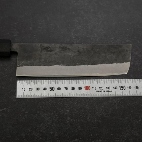 Nakiri Blue Steel #2 Revêtement Inox Kurouchi Manche en Caoutchouc 165mm-[Musashi]-[Couteaux de cuisine japonais]