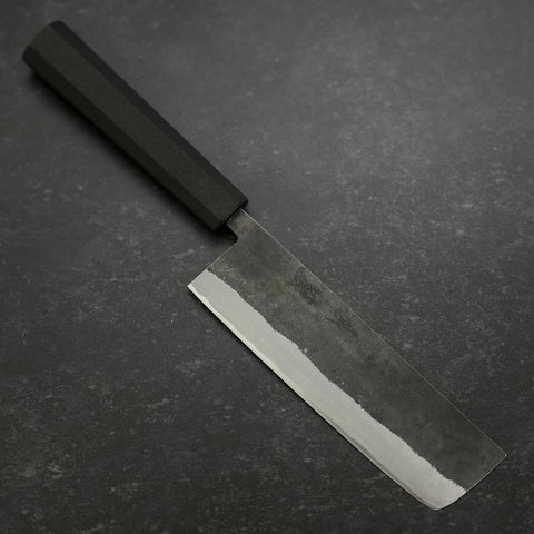 Nakiri Blue Steel #2 Revêtement Inox Kurouchi Manche en Caoutchouc 165mm-[Musashi]-[Couteaux de cuisine japonais]