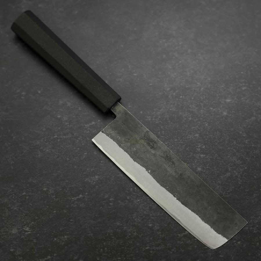 Nakiri Blue Steel #2 Revêtement Inox Kurouchi Manche en Caoutchouc 165mm-[Musashi]-[Couteaux de cuisine japonais]