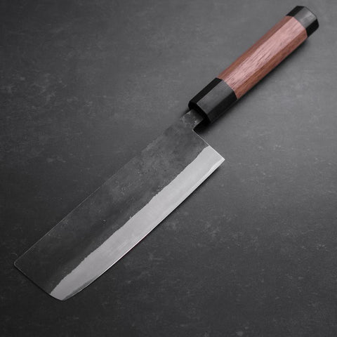 Nakiri Blue Steel #2 Revêtement Inox Kurouchi Manche en Noyer 165mm-[Musashi]-[Couteaux de cuisine japonais]