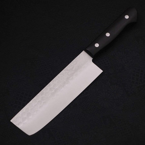 Nakiri Blue Steel #2 Revêtement Inox Tsuchime Manche Occidental Noir 165mm-[Musashi]-[Couteaux de cuisine japonais]
