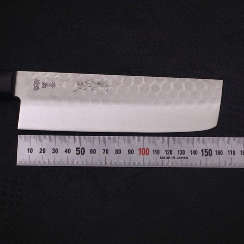 Nakiri Blue Steel #2 Revêtement Inox Tsuchime Manche Occidental Noir 165mm-[Musashi]-[Couteaux de cuisine japonais]