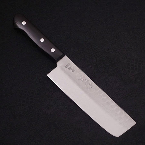 Nakiri Blue Steel #2 Revêtement Inox Tsuchime Manche Occidental Noir 165mm-[Musashi]-[Couteaux de cuisine japonais]