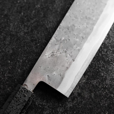 Nakiri Blue Steel #2 Revêtement inox Nashiji Manche Ishime Noir 165mm-[Musashi]-[Couteaux de cuisine japonais]