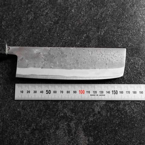 Nakiri Blue Steel #2 Revêtement inox Nashiji Manche Ishime Noir 165mm-[Musashi]-[Couteaux de cuisine japonais]